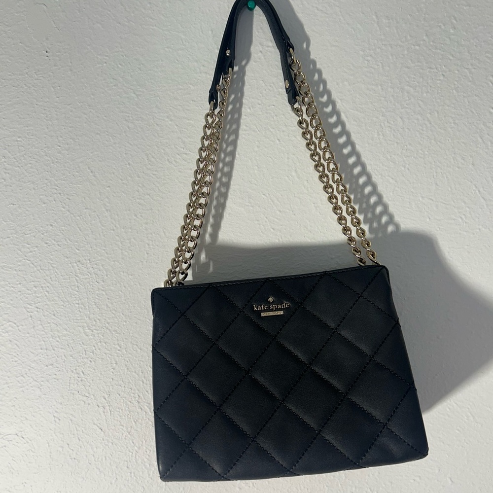 Kate Spade Black and Gold Quilted Shoulder Bag